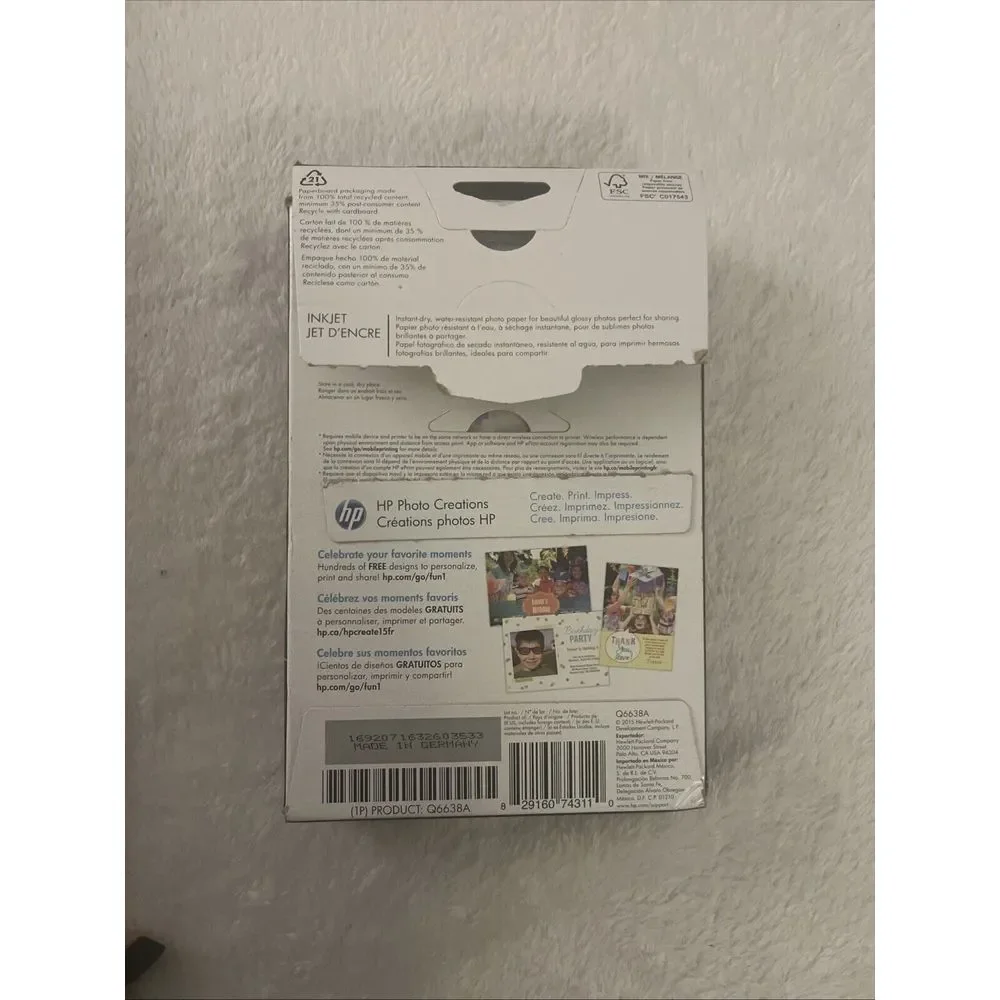 Hp‎ Advanced Glossy photo paper, 97 sheets OPEN BOX 4x6 in 66lb.